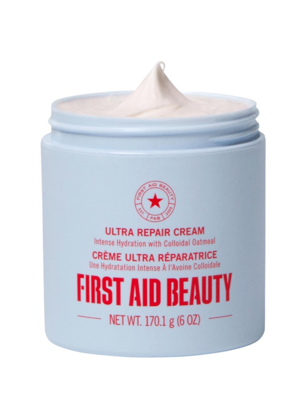 First Aid Beauty Ultra Repair Cream - Light Blue Jar with Red Accents
